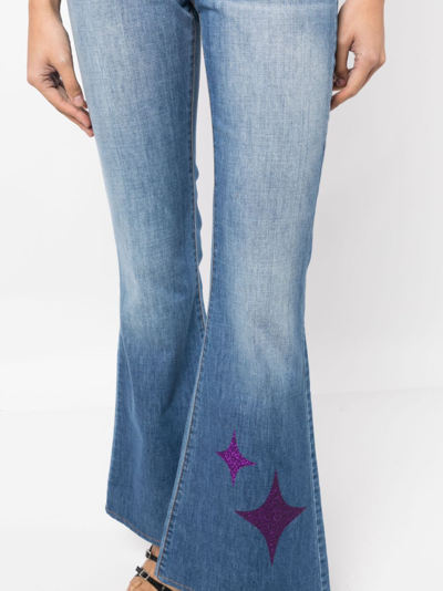 Shop Madison.maison Star-print High-rise Flared Jeans In Blue