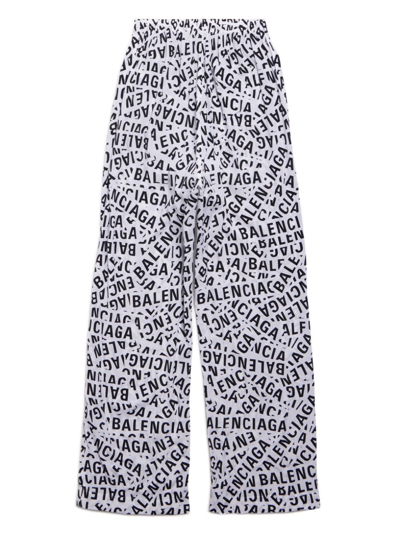 Shop Balenciaga Logo-print Wide-leg Trousers In White