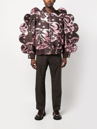 Shop Walter Van Beirendonck Wings Oversized Bomber Jacket In Brown