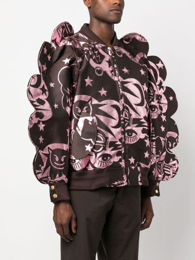 Walter Van Beirendonck Wings Oversized Bomber Jacket In Brown