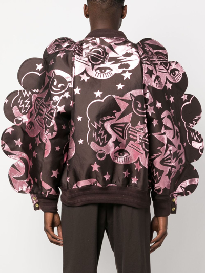 Shop Walter Van Beirendonck Wings Oversized Bomber Jacket In Brown