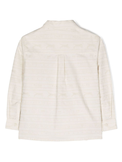 Shop Kenzo Stripe-print Cotton Shirt In Neutrals