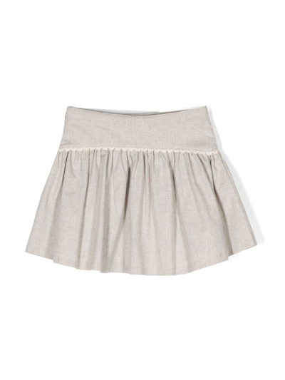 Shop Chloé Embroidered Cotton Skirt In Neutrals