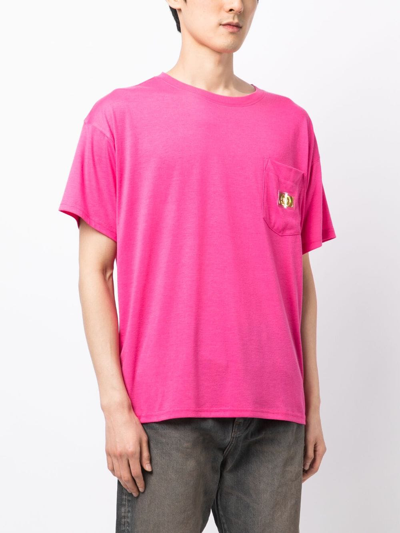 Shop Advisory Board Crystals Logo-plaque Boat-neck T-shirt In Pink