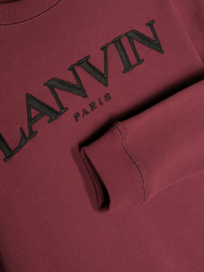 Shop Lanvin Enfant Logo-embroidered Cotton Sweatshirt In Red