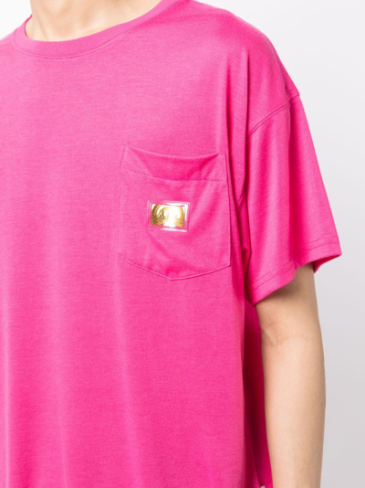 Shop Advisory Board Crystals Logo-plaque Boat-neck T-shirt In Pink