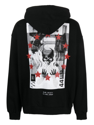 Shop 44 Label Group Greed Cotton Zipped Hoodie In Black
