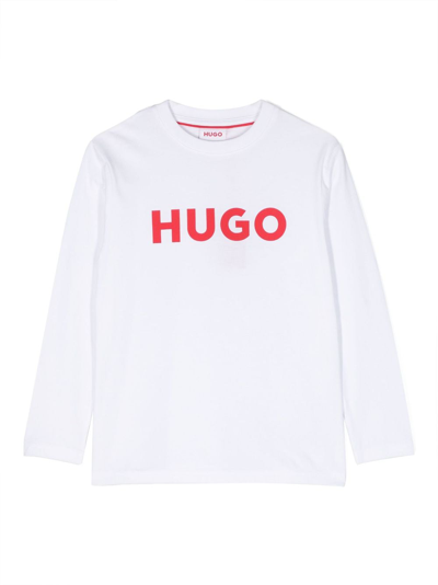 Hugo Boss Logo-print Long-sleeve T-shirt In White