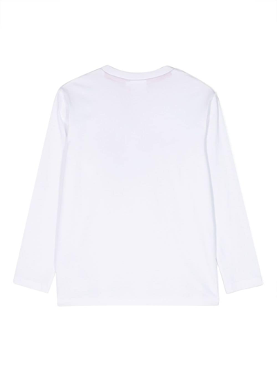 Shop Hugo Logo-print Long-sleeve T-shirt In White
