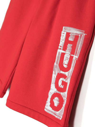 Hugo Boss Logo-patch Drawstring Shorts In Red