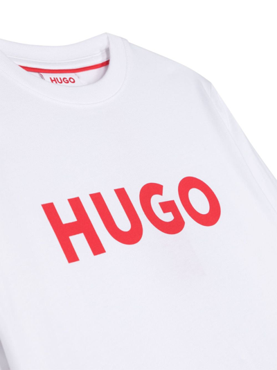 Shop Hugo Logo-print Long-sleeve T-shirt In White