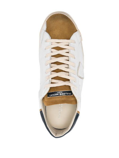 Shop Philippe Model Paris Colour-block Leather Sneakers In White