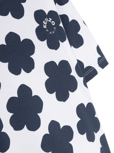 Kenzo Floral-print Stretch-cotton T-shirt In White