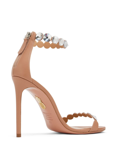Aquazzura 105mm Maxi-tequila Suede Sandals In Neutrals