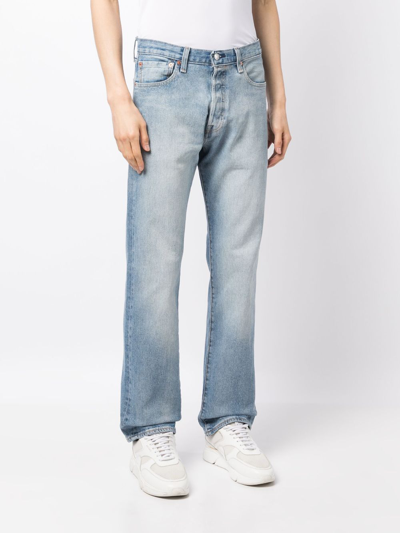 Levi's 501 Stonewashed Straight-leg Jeans In Blue