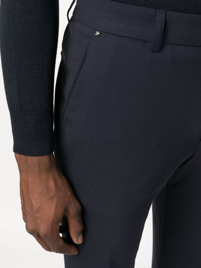 Shop Hugo Boss Cropped Chino Trousers In Blue