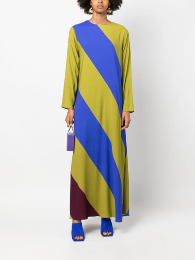 Shop Paula Diagonal Stripe-pattern Maxi Dress In Blue