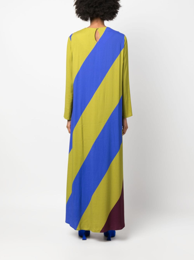 Shop Paula Diagonal Stripe-pattern Maxi Dress In Blue