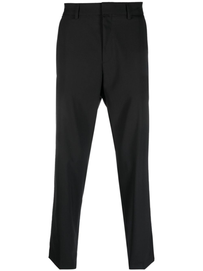 Shop Hugo Boss Cropped Chino Trousers In Black