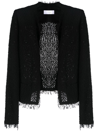 Shop Iro Shavani Fringed Cotton Jacket In Black