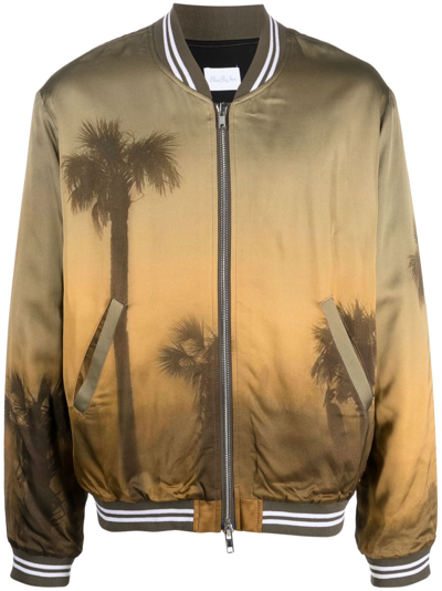 Shop Blue Sky Inn Palm Tree-print Bomber Jacket In Green