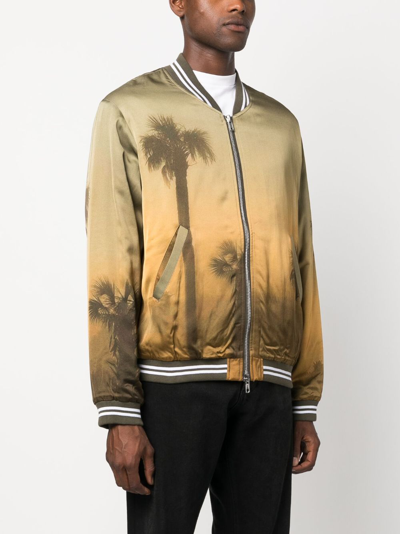 Shop Blue Sky Inn Palm Tree-print Bomber Jacket In Green