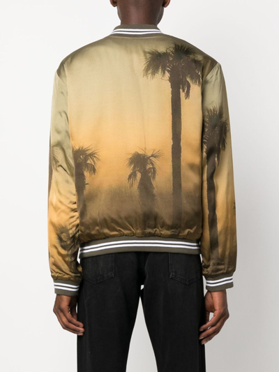 Shop Blue Sky Inn Palm Tree-print Bomber Jacket In Green