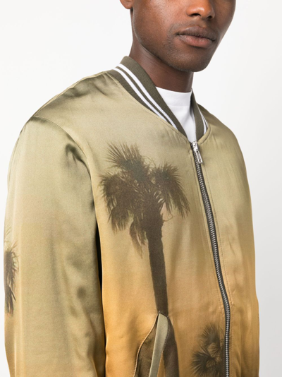 Shop Blue Sky Inn Palm Tree-print Bomber Jacket In Green