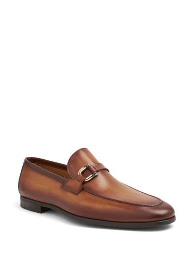 Magnanni Leather Buckle Loafers In Tan