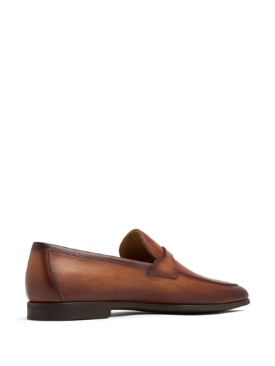 Magnanni Leather Buckle Loafers In Tan