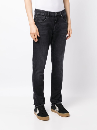 Shop 7 For All Mankind Mid-rise Slim-cut Jeans In Black