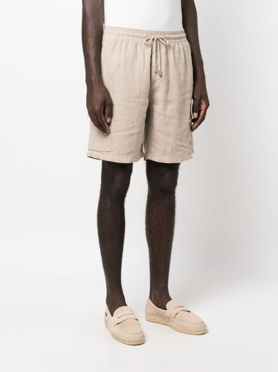 Vilebrequin Beige Drawstring Linen Cargo Shorts In Neutrals