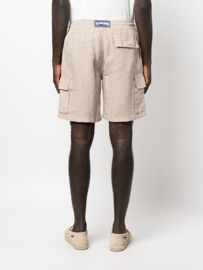 Vilebrequin Beige Drawstring Linen Cargo Shorts In Neutrals