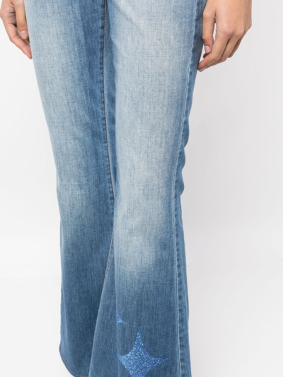 Shop Madison.maison Star-print High-rise Flared Jeans In Blue