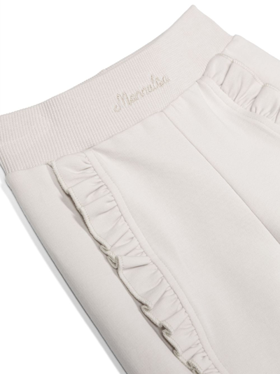 Monnalisa Ruffled Cotton Track Pants In Grey