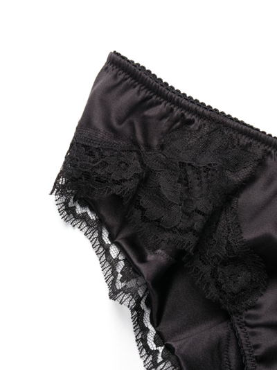 Dolce & Gabbana Satin Lace-trim Brazilian Briefs In Black