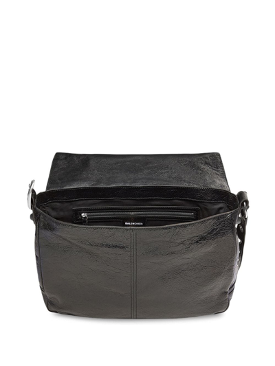 Shop Balenciaga Le Cagole Leather Messenger Bag In Schwarz