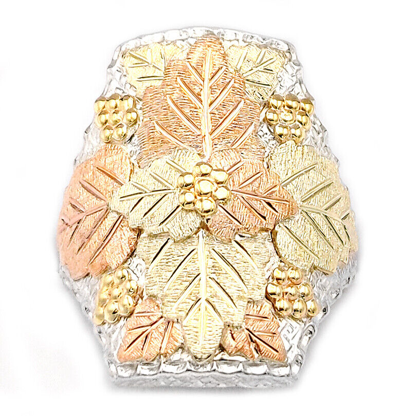 Pre-owned Black Hills Gold Sterling Silver Men's Ring W 10k Gold Leaves Size 9 - 14