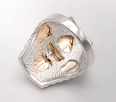 Pre-owned Black Hills Gold Sterling Silver Men's Ring W 10k Gold Leaves Size 9 - 14