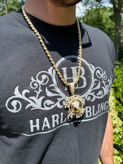 Pre-owned Scarface Moissanite Hip Hop 925 Silver Iced World Is Mine Spinning Globe Pendant Necklace In White