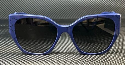 Pre-owned Prada Pr 19zs 18d5w1 Blue Tortoise Grey Women's Polarized Sunglasses In Gray