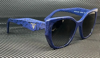 Pre-owned Prada Pr 19zs 18d5w1 Blue Tortoise Grey Women's Polarized Sunglasses In Gray