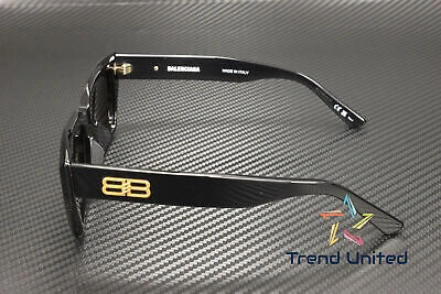 Pre-owned Balenciaga Bb0272sa 001 Rectangular Squared Black Grey 54 Mm Unisex Sunglasses In Gray