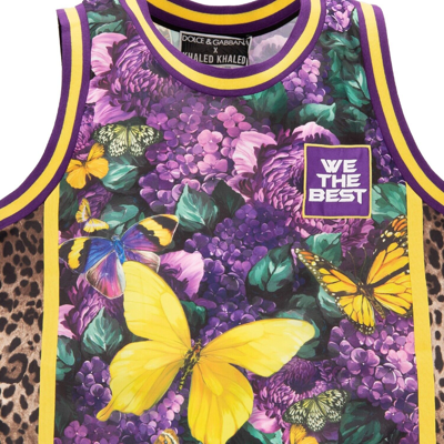 Pre-owned Dolce & Gabbana X Dj Khaled Oversize Butterfly Leopard Tank Top Purple 11387