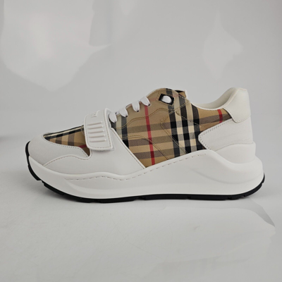 Pre-owned Burberry Ramsey Men's White Sneakers