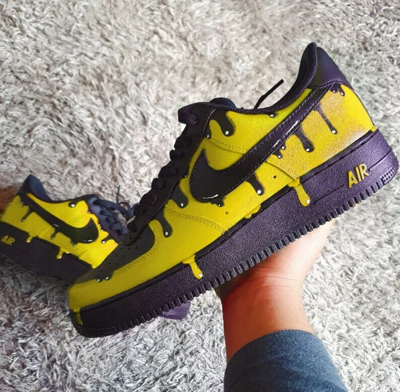 Pre-owned Nike Custom  Air Force 1 Shoes Yellow Drip