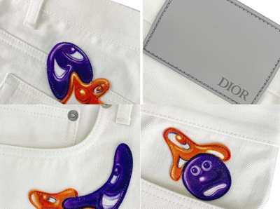 Pre-owned Dior Homme X Kenny Scharf Deadstock Jeans Limited Hypnotic Pants Trousers Pants In White