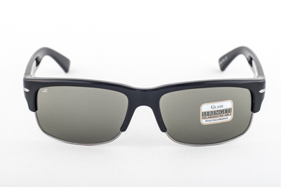 Pre-owned Serengeti Vasio Shiny Black / Polarized 555nm Sunglasses 7373 In Green