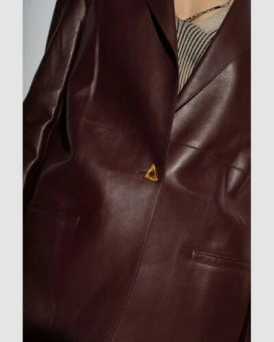 Pre-owned Aeron $1495  Women's Brown Mercedes Leather Blazer Size Fr 36/us 4
