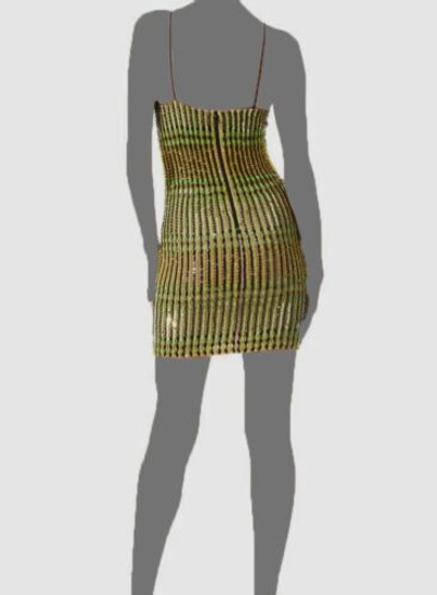 Pre-owned Alice And Olivia $896 Alice + Olivia Women's Green Fifi Embellished Bodycon Mini Dress Size 6